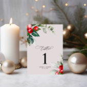 Weihnachtsgrün & Rote Berries Tischnummer