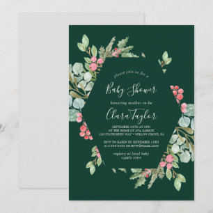 Weihnachtsgrün & Rote Berry Green Baby Dusche Einladung