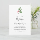 Weihnachtsgrün & Rote Berry Taufe Einladung (Stehend Vorderseite)