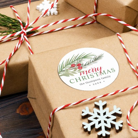 Weihnachtsgrün Runder Aufkleber