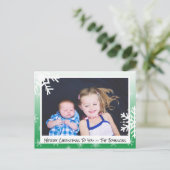 Weihnachtsgrün Schneeflocken Familienfoto-Karte Postkarte (Stehend Vorderseite)