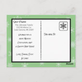 Weihnachtsgrün Schneeflocken Familienfotokarte Postkarte (Rückseite)