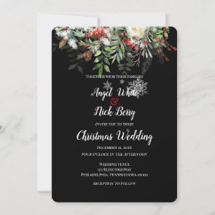 Weihnachtsgrün/Schneeflocken/Festliche Hochzeit Ankündigung