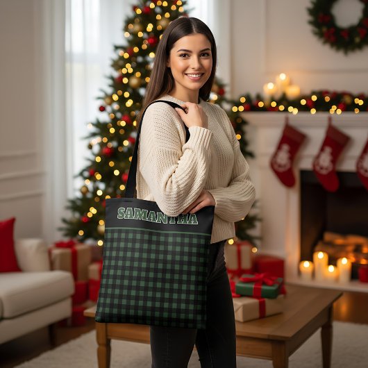 Weihnachtsgrün & Schwarz Buffalo Kariert Benutzern Tasche