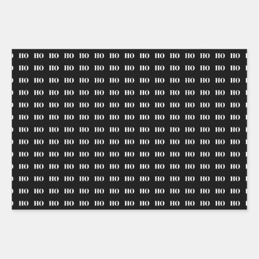 Weihnachtsgrün Schwarz-weiß Ho Ho Ho Ho Muster Geschenkpapier Set (Vorderseite 3)