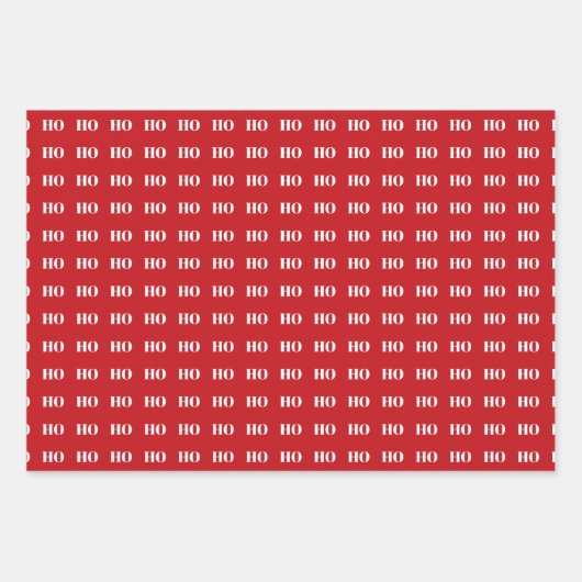 Weihnachtsgrün Schwarz-weiß Ho Ho Ho Ho Muster Geschenkpapier Set (Vorderseite)