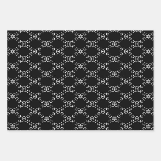 Weihnachtsgrün Schwarz-weiß skurrile Sortierung Geschenkpapier Set (Vorderseite 3)