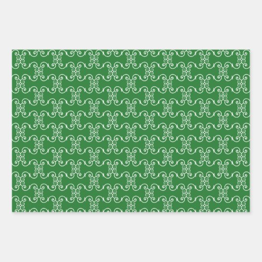 Weihnachtsgrün Schwarz-weiß skurrile Sortierung Geschenkpapier Set (Vorderseite 2)