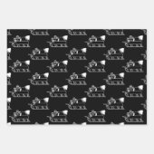 Weihnachtsgrün Schwarz-weißes Weihnachtsmuster Geschenkpapier Set (Vorderseite 3)