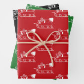 Weihnachtsgrün Schwarz-weißes Weihnachtsmuster Geschenkpapier Set (Beispiel)