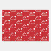 Weihnachtsgrün Schwarz-weißes Weihnachtsmuster Geschenkpapier Set (Vorderseite)