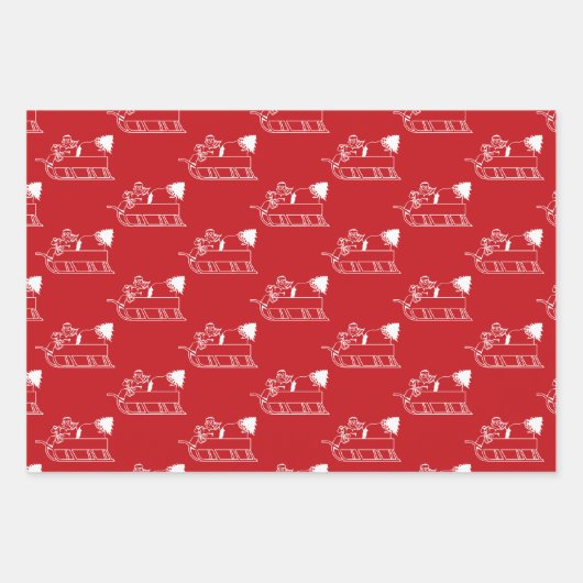 Weihnachtsgrün Schwarz-weißes Weihnachtsmuster Geschenkpapier Set (Vorderseite)