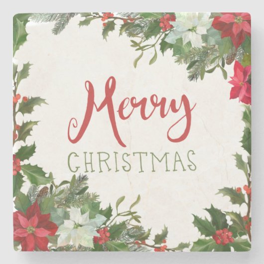 Weihnachtsgrün Steinuntersetzer (Vorderseite)