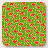 Weihnachtsgrün Stern und Paisley Set von 6 Unterse Untersetzer (Vorderseite)