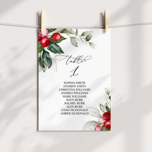 Weihnachtsgrün Tischnummer 1 Sitzplan