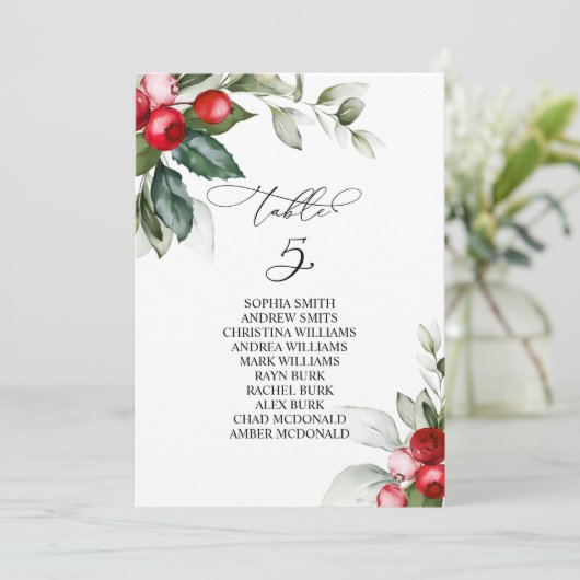 Weihnachtsgrün Tischnummer 5 Sitzplan (Stehend Vorderseite)