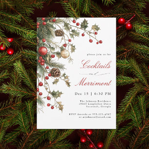 Weihnachtsgrün und Beeren Cocktailparty Einladung