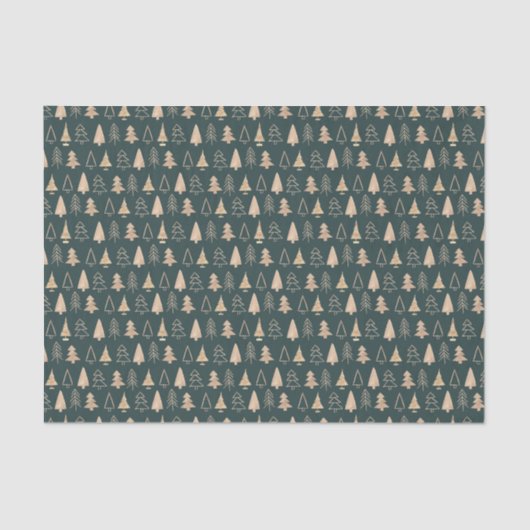 Weihnachtsgrün und beigefarbene Kiefern Seidenpapier (Vorderseite)