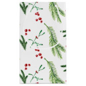 Weihnachtsgrün und Berries Kleine Geschenktasche Geschenktüte (Rückseite)
