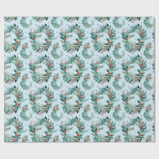 Weihnachtsgrün und Berries Moderne Weihnachten Geschenkpapier (Flach)