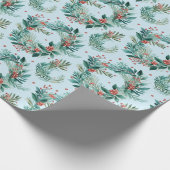 Weihnachtsgrün und Berries Moderne Weihnachten Geschenkpapier (Ecke)