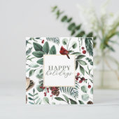 Weihnachtsgrün und Berries Weihnachtskarte Einladung (Stehend Vorderseite)