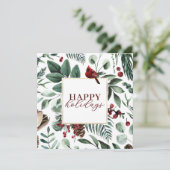 Weihnachtsgrün und Berries Weihnachtskarte Einladung (Stehend Vorderseite)