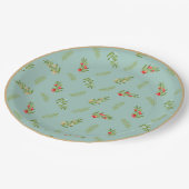 Weihnachtsgrün und Berries Weihnachtsschild Pappteller (Schrägansicht)