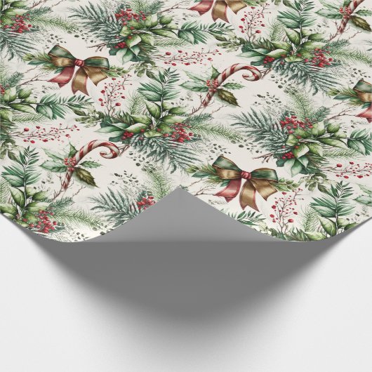 Weihnachtsgrün und Candy Canes Umschlagpapier Geschenkpapier (Ecke)