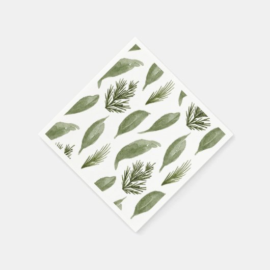 Weihnachtsgrün und Pinienmuster. Feiertage Serviette (Ecke)