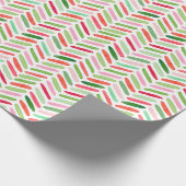 Weihnachtsgrün und rot Zigzag Muster Geschenkpapier (Ecke)