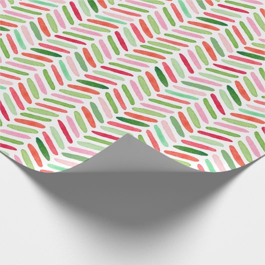Weihnachtsgrün und rot Zigzag Muster Geschenkpapier (Ecke)