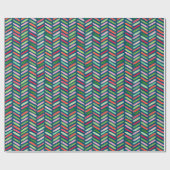 Weihnachtsgrün und rot Zigzag Muster Geschenkpapier (Flach)