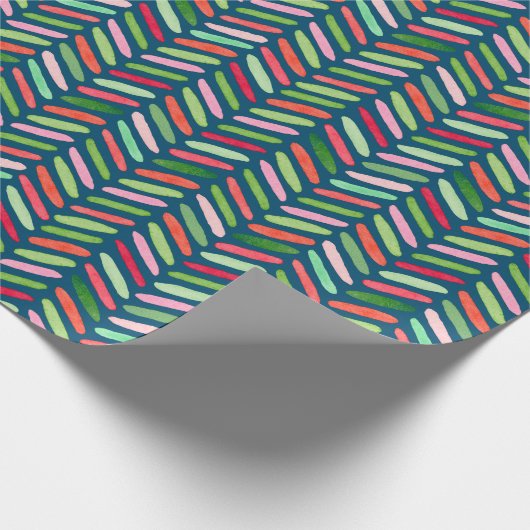 Weihnachtsgrün und rot Zigzag Muster Geschenkpapier (Ecke)