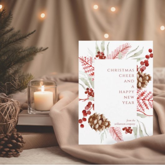 Weihnachtsgrün Urlaub Firmengrüße Karte