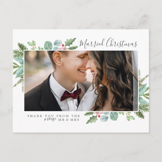 Weihnachtsgrün Verheiratet Weihnachten Vielen Dank (Vorderseite)