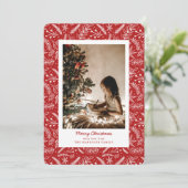 Weihnachtsgrün Vertikales Single Foto (rot) Feiertagskarte (Stehend Vorderseite)