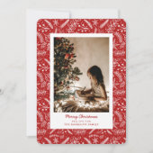 Weihnachtsgrün Vertikales Single Foto (rot) Feiertagskarte (Vorderseite)