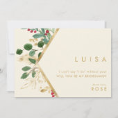 Weihnachtsgrün | Vorschlag für Creme Bridesmaid Einladung (Rückseite)