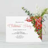 Weihnachtsgrün Weihnachten Party Dekoration Einladung (Stehend Vorderseite)