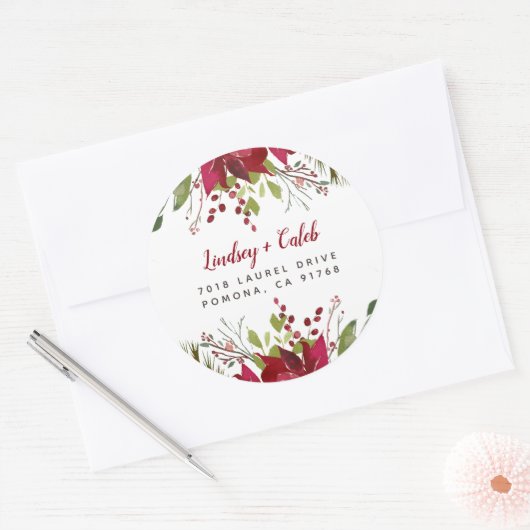 Weihnachtsgrün Weihnachten Rücksendeadresse Runder Aufkleber (Umschlag)