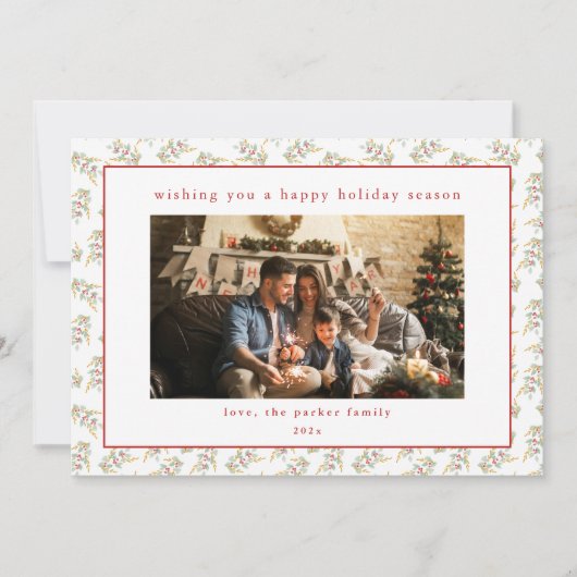 Weihnachtsgrün Weihnachtskarte mit Foto Feiertagskarte (Vorderseite)