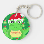 Weihnachtsgrün-Weihnachtsmannmütze-Muster Schlüsselanhänger (Rückseite)