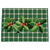 Weihnachtsgrün Weiß Kariert Große Geschenktasche Geschenktüte (Vorderseite)