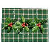 Weihnachtsgrün Weiß Kariert Große Geschenktasche Geschenktüte (Rückseite)