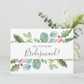 Weihnachtsgrün wirst du meine Bridesmaid-Karte sei Einladung (Stehend Vorderseite)