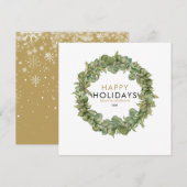 Weihnachtsgrün Wreath Elegante Moderner Chic Feiertagskarte (Vorne/Hinten)