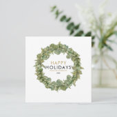 Weihnachtsgrün Wreath Elegante Moderner Chic Feiertagskarte (Stehend Vorderseite)