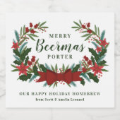 Weihnachtsgrün Wreath Holiday Bierflaschenetikett (Einzelnes Label)