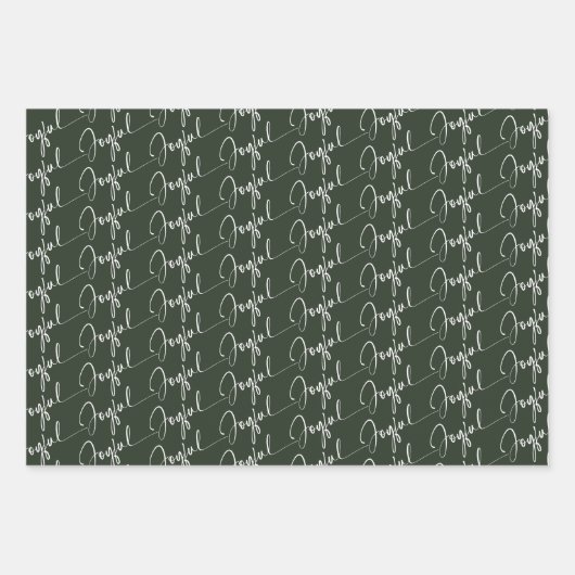 Weihnachtsgrün Wreath Joyful Script Holiday Geschenkpapier Set (Vorderseite 2)